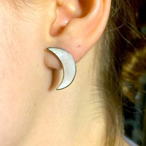 Vintage Pink MOP Sterling Moon Earrings